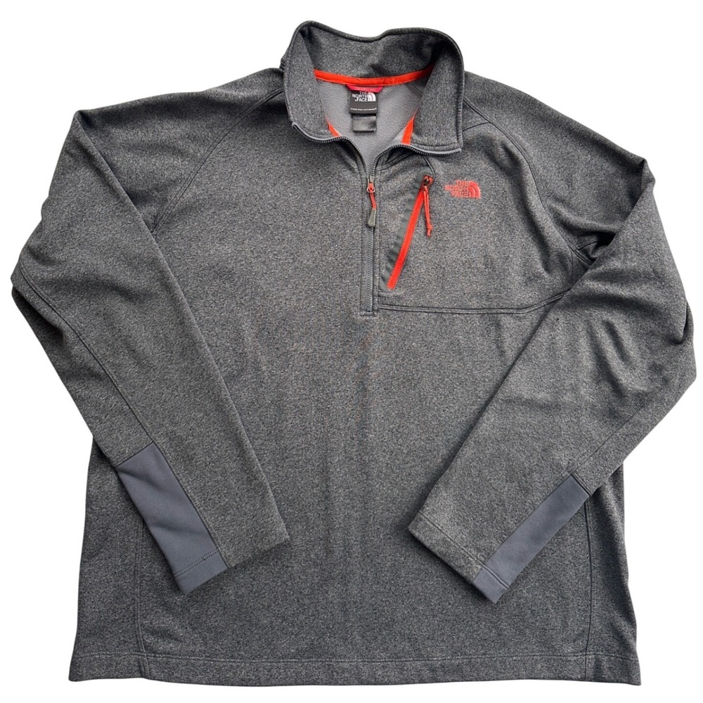 The North Face Quarter Zip Fleece Pullover Mens XL Gray Orange Excellent